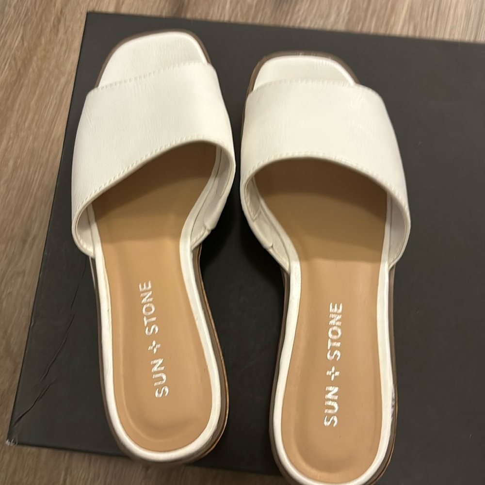 Sun & stone white sandals size 6.5